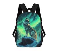 sinyumoney Mochila Infantil Impresa En 3D Wolf Under The Northern Lights Mochila Escolar De Gran Capacidad Para Viajes Y Libros Para Niños De Primaria Y Secundaria 17inch