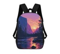 Sinyumoney Mochila Infantil Impreso 3D DJ Monkey with Headphones Bolsa de Escuela, Mochila Estudiante, Mochila De Moda Y Ligero Para La Escuela, La Universidad Y Viajes, Púrpura Yosemite Pixel Art, 17