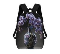 Sinyumoney Mochila Infantil Impreso 3D DJ Monkey with Headphones Bolsa de Escuela, Mochila Estudiante, Mochila De Moda Y Ligero Para La Escuela, La Universidad Y Viajes, Purple Orchid In A Jarrón, 17"