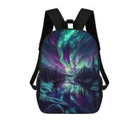 Sinyumoney Mochila Infantil Impreso 3D DJ Monkey with Headphones Bolsa de Escuela, Mochila Estudiante, Mochila De Moda Y Ligero Para La Escuela, La Universidad Y Viajes, Winter Aurora Borealis, 17"