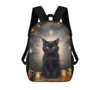 Sinyumoney Mochila Infantil Impreso En 3D Kaleidoscopic Wisdom Bolsa De Escuela, Mochila Estudiante, Mochila De Moda Y Ligero Para La Escuela, La Universidad Y Viajes, Black Cat Christmas, 17"