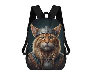 Sinyumoney Mochila Infantil Impreso En 3D Vienna Cityscape Bolsa De Escuela, Mochila Estudiante, Mochila De Moda Y Ligero Para La Escuela, La Universidad Y Viajes, Viking Cat Retrato, 17"