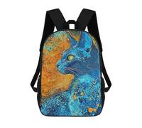 Sinyumoney Mochila Infantil Impreso En 3D Wild Nature Bolsa De Escuela, Mochila Estudiante, Mochila De Moda Y Ligero Para La Escuela, La Universidad Y Viajes, Blue Cat Painting, 17"