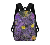 Sinyumoney Mochila Infantil Impreso En 3D Wild Nature Bolsa De Escuela, Mochila Estudiante, Mochila De Moda Y Ligero Para La Escuela, La Universidad Y Viajes, Gato púrpura, 17"