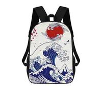 sinyumoney Mochila Infantil Japanese Koi Wave Sun Mochila Escolar 3D Mochila Escolar Para Niños Mochilas Escolares Mochila De Moda Con Bolsillo Bolsas Para Libros 17inch