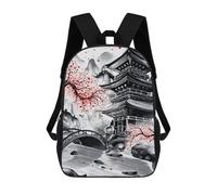 sinyumoney Mochila Infantil, Japanese Temple Ink Wash Mochila Escolar De Gran Capacidad Para Estudiantes, Mochila Para Libros, Mochila Para Niños, Niñas, Adultos Y Adolescentes 17inch