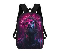 sinyumoney Mochila Infantil Jesus in Neon Lights Mochila Escolar 3D Mochila Escolar Para Niños Mochilas Escolares Mochila De Moda Con Bolsillo Bolsas Para Libros 17inch