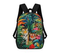 sinyumoney Mochila Infantil Jungle Royalty Two Tigers Mochila Escolar 3D Mochila Escolar Para Niños Mochilas Escolares Mochila De Moda Con Bolsillo Bolsas Para Libros 17inch