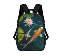 sinyumoney Mochila Infantil Koi Fish And Water Lily Para Niños Y Niñas, Mochila De Viaje Para Niños, Mochila Escolar Para Adolescentes 17inch