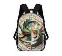 sinyumoney Mochila Infantil Koi Fish Yin Yang Kintsugi Mochila Escolar 3D Mochila Escolar Para Niños Mochilas Escolares Mochila De Moda Con Bolsillo Bolsas Para Libros 17inch