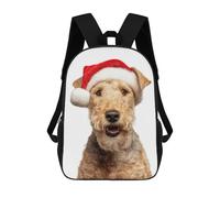 sinyumoney Mochila Infantil Lakeland Terrier Dog with Santa Hat Mochila Escolar 3D Mochila Escolar Para Niños Mochilas Escolares Mochila De Moda Con Bolsillo Bolsas Para Libros 17inch