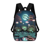 sinyumoney Mochila Infantil, Lantern Festival Night Lotus Pond Mochila Escolar De Gran Capacidad Para Estudiantes, Mochila Para Libros, Mochila Para Niños, Niñas, Adultos Y Adolescentes 17inch
