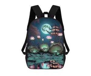 sinyumoney Mochila Infantil, Lantern Festival Night Lotus Pond Mochila Escolar De Gran Capacidad Para Estudiantes, Mochila Para Libros, Mochila Para Niños, Niñas, Adultos Y Adolescentes 17inch