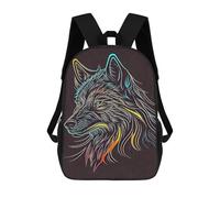 sinyumoney Mochila Infantil, Line Art Wolf Mochila Escolar De Gran Capacidad Para Estudiantes, Mochila Para Libros, Mochila Para Niños, Niñas, Adultos Y Adolescentes 17inch