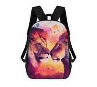 sinyumoney Mochila Infantil Lion Couple Watercolor Para Niños Y Niñas, Mochila De Viaje Para Niños, Mochila Escolar Para Adolescentes 17inch