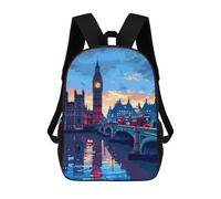 sinyumoney Mochila Infantil, London Big Ben Pixel Art Mochila Escolar De Gran Capacidad Para Estudiantes, Mochila Para Libros, Mochila Para Niños, Niñas, Adultos Y Adolescentes 17inch