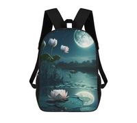 sinyumoney Mochila Infantil Lotus Pond Under Moonlight Para Niños Y Niñas, Mochila De Viaje Para Niños, Mochila Escolar Para Adolescentes 17inch