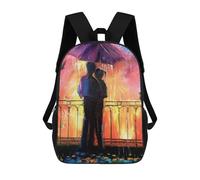 sinyumoney Mochila Infantil Lovers in The Rain Mochila Escolar 3D Mochila Escolar Para Niños Mochilas Escolares Mochila De Moda Con Bolsillo Bolsas Para Libros 17inch