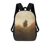 sinyumoney Mochila Infantil, Mochila Bear in Tall Grass Impresa En 3D, Mochila Para Niños Y Niñas, Mochila Escolar Ligera Y Ajustable De 17 Pulgadas Para La Escuela Primaria 17inch