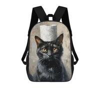 sinyumoney Mochila Infantil, Mochila Black Cat Funny Impresa En 3D, Mochila Para Niños Y Niñas, Mochila Escolar Ligera Y Ajustable De 17 Pulgadas Para La Escuela Primaria 17inch