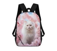 sinyumoney Mochila Infantil, Mochila Cat in Spring Pink Bloom Impresa En 3D, Mochila Para Niños Y Niñas, Mochila Escolar Ligera Y Ajustable De 17 Pulgadas Para La Escuela Primaria 17inch