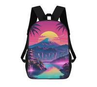 sinyumoney Mochila Infantil, Mochila City Japan And Mountain Impresa En 3D, Mochila Para Niños Y Niñas, Mochila Escolar Ligera Y Ajustable De 17 Pulgadas Para La Escuela Primaria 17inch