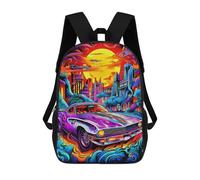 sinyumoney Mochila Infantil, Mochila Cityscape with Classic Car Impresa En 3D, Mochila Para Niños Y Niñas, Mochila Escolar Ligera Y Ajustable De 17 Pulgadas Para La Escuela Primaria 17inch