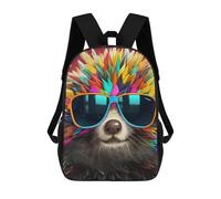 sinyumoney Mochila Infantil, Mochila Colorful Hedgehog with Sunglasses Impresa En 3D, Mochila Para Niños Y Niñas, Mochila Escolar Ligera Y Ajustable De 17 Pulgadas Para La Escuela Primaria 17inch