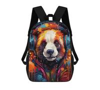 sinyumoney Mochila Infantil, Mochila Colorful Panda with Headphones Impresa En 3D, Mochila Para Niños Y Niñas, Mochila Escolar Ligera Y Ajustable De 17 Pulgadas Para La Escuela Primaria 17inch