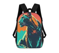 sinyumoney Mochila Infantil, Mochila Colorful Panther Portrait Impresa En 3D, Mochila Para Niños Y Niñas, Mochila Escolar Ligera Y Ajustable De 17 Pulgadas Para La Escuela Primaria 17inch