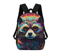 sinyumoney Mochila Infantil, Mochila Colorful Raccoon Artwork-5 Impresa En 3D, Mochila Para Niños Y Niñas, Mochila Escolar Ligera Y Ajustable De 17 Pulgadas Para La Escuela Primaria 17inch