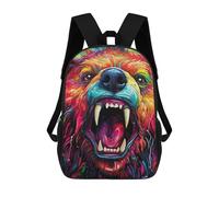 sinyumoney Mochila Infantil, Mochila Colorful Roaring Bear Art -1 Impresa En 3D, Mochila Para Niños Y Niñas, Mochila Escolar Ligera Y Ajustable De 17 Pulgadas Para La Escuela Primaria 17inch