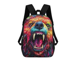 sinyumoney Mochila Infantil, Mochila Colorful Roaring Bear Art -1 Impresa En 3D, Mochila Para Niños Y Niñas, Mochila Escolar Ligera Y Ajustable De 17 Pulgadas Para La Escuela Primaria 17inch