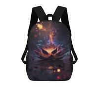 sinyumoney Mochila Infantil, Mochila Cosmic Bloom Black Lotus Impresa En 3D, Mochila Para Niños Y Niñas, Mochila Escolar Ligera Y Ajustable De 17 Pulgadas Para La Escuela Primaria 17inch