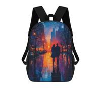 sinyumoney Mochila Infantil, Mochila Couple Walking City Sunset Impresa En 3D, Mochila Para Niños Y Niñas, Mochila Escolar Ligera Y Ajustable De 17 Pulgadas Para La Escuela Primaria 17inch