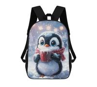 sinyumoney Mochila Infantil, Mochila Cute Penguin with Hot Cocoa Impresa En 3D, Mochila Para Niños Y Niñas, Mochila Escolar Ligera Y Ajustable De 17 Pulgadas Para La Escuela Primaria 17inch