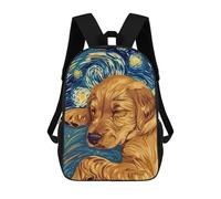 sinyumoney Mochila Infantil, Mochila Dog Sleeping in Starry Night Style Impresa En 3D, Mochila Para Niños Y Niñas, Mochila Escolar Ligera Y Ajustable De 17 Pulgadas Para La Escuela Primaria 17inch