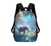 sinyumoney Mochila Infantil, Mochila Elephant in Lush Jungle Impresa En 3D, Mochila Para Niños Y Niñas, Mochila Escolar Ligera Y Ajustable De 17 Pulgadas Para La Escuela Primaria 17inch
