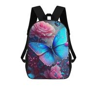 sinyumoney Mochila Infantil, Mochila Enchanted Garden with Butterflies Impresa En 3D, Mochila Para Niños Y Niñas, Mochila Escolar Ligera Y Ajustable De 17 Pulgadas Para La Escuela Primaria 17inch