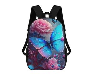 sinyumoney Mochila Infantil, Mochila Enchanted Garden with Butterflies Impresa En 3D, Mochila Para Niños Y Niñas, Mochila Escolar Ligera Y Ajustable De 17 Pulgadas Para La Escuela Primaria 17inch