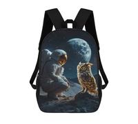 sinyumoney Mochila Infantil, Mochila Escolar Astronaut Meets Cosmic Owl Mochila Escolar De Gran Capacidad Para Estudiantes, Niños, Niñas, Adultos Y Adolescentes 17inch