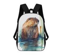 sinyumoney Mochila Infantil, Mochila Escolar Beaver Watercolor Mochila Escolar De Gran Capacidad Para Estudiantes, Niños, Niñas, Adultos Y Adolescentes 17inch