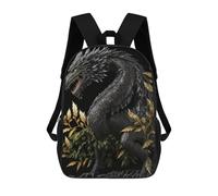 sinyumoney Mochila Infantil, Mochila Escolar Black Dragon with Golden Leaves Mochila Escolar De Gran Capacidad Para Estudiantes, Niños, Niñas, Adultos Y Adolescentes 17inch
