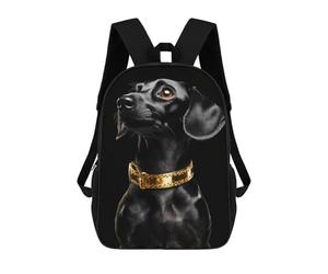 sinyumoney Mochila Infantil, Mochila Escolar Black & Gold Dachshund Mochila Escolar De Gran Capacidad Para Estudiantes, Niños, Niñas, Adultos Y Adolescentes 17inch