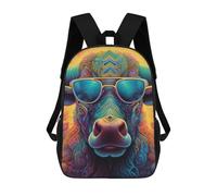 sinyumoney Mochila Infantil, Mochila Escolar Colorful Bull Portrait-10 Mochila Escolar De Gran Capacidad Para Estudiantes, Niños, Niñas, Adultos Y Adolescentes 17inch