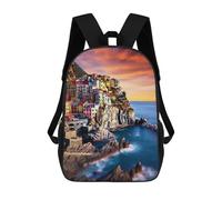 sinyumoney Mochila Infantil, Mochila Escolar Colorful Coastal Village at Sunset Mochila Escolar De Gran Capacidad Para Estudiantes, Niños, Niñas, Adultos Y Adolescentes 17inch