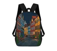 sinyumoney Mochila Infantil, Mochila Escolar Colorful European Street at Night Mochila Escolar De Gran Capacidad Para Estudiantes, Niños, Niñas, Adultos Y Adolescentes 17inch