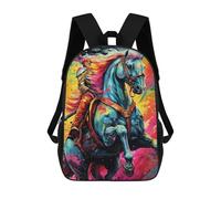 sinyumoney Mochila Infantil, Mochila Escolar Colorful Horse Rider Artwork Mochila Escolar De Gran Capacidad Para Estudiantes, Niños, Niñas, Adultos Y Adolescentes 17inch