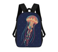 sinyumoney Mochila Infantil, Mochila Escolar Colorful Jellyfish Illustration on Dark Blue Mochila Escolar De Gran Capacidad Para Estudiantes, Niños, Niñas, Adultos Y Adolescentes 17inch