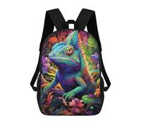 sinyumoney Mochila Infantil, Mochila Escolar Colorful Lizard in Fantasy Forest Mochila Escolar De Gran Capacidad Para Estudiantes, Niños, Niñas, Adultos Y Adolescentes 17inch